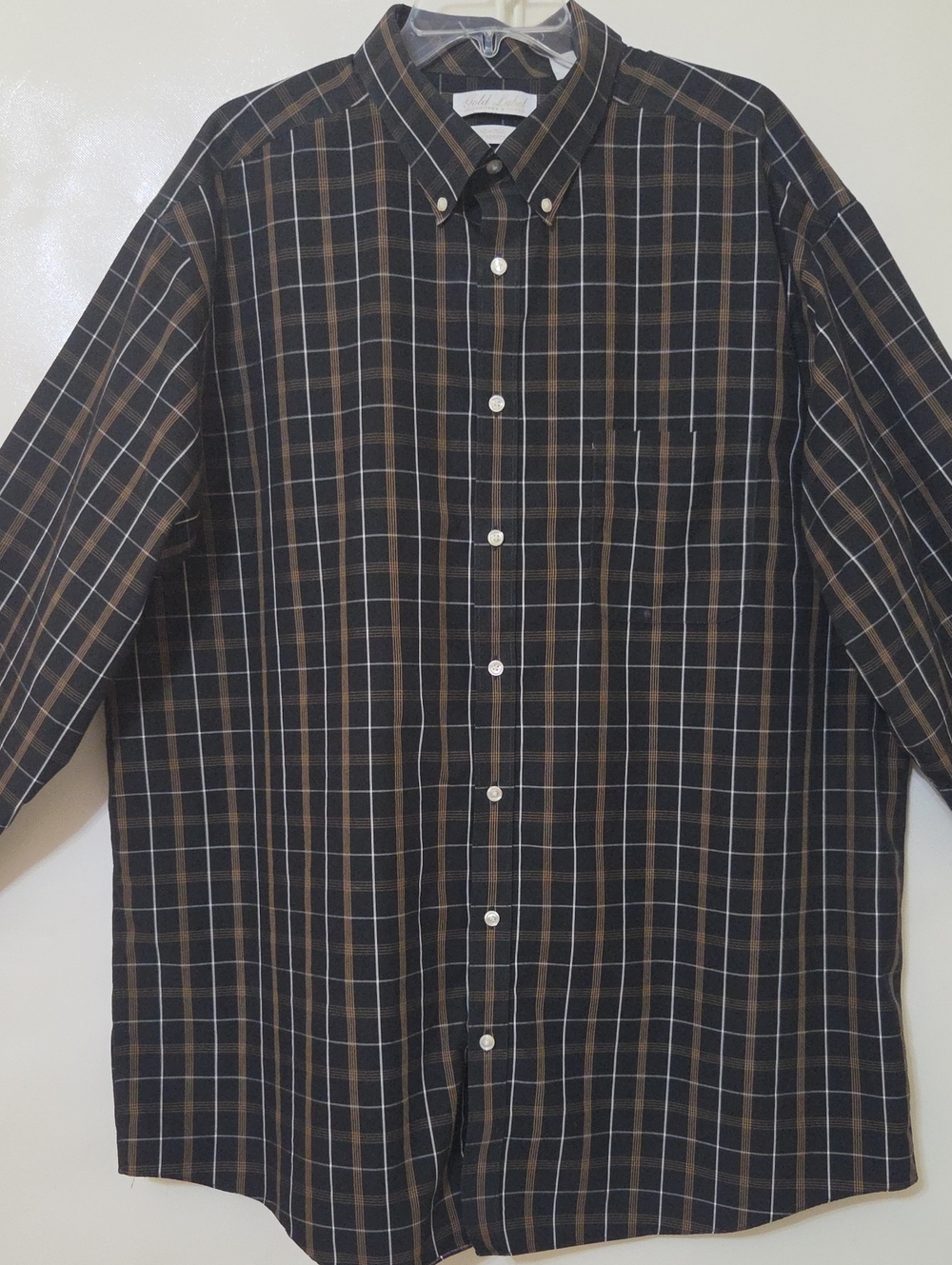Roundtree & York Men's Black Plaid No Iron Button-Down Cotton Shirt - Size 2XT